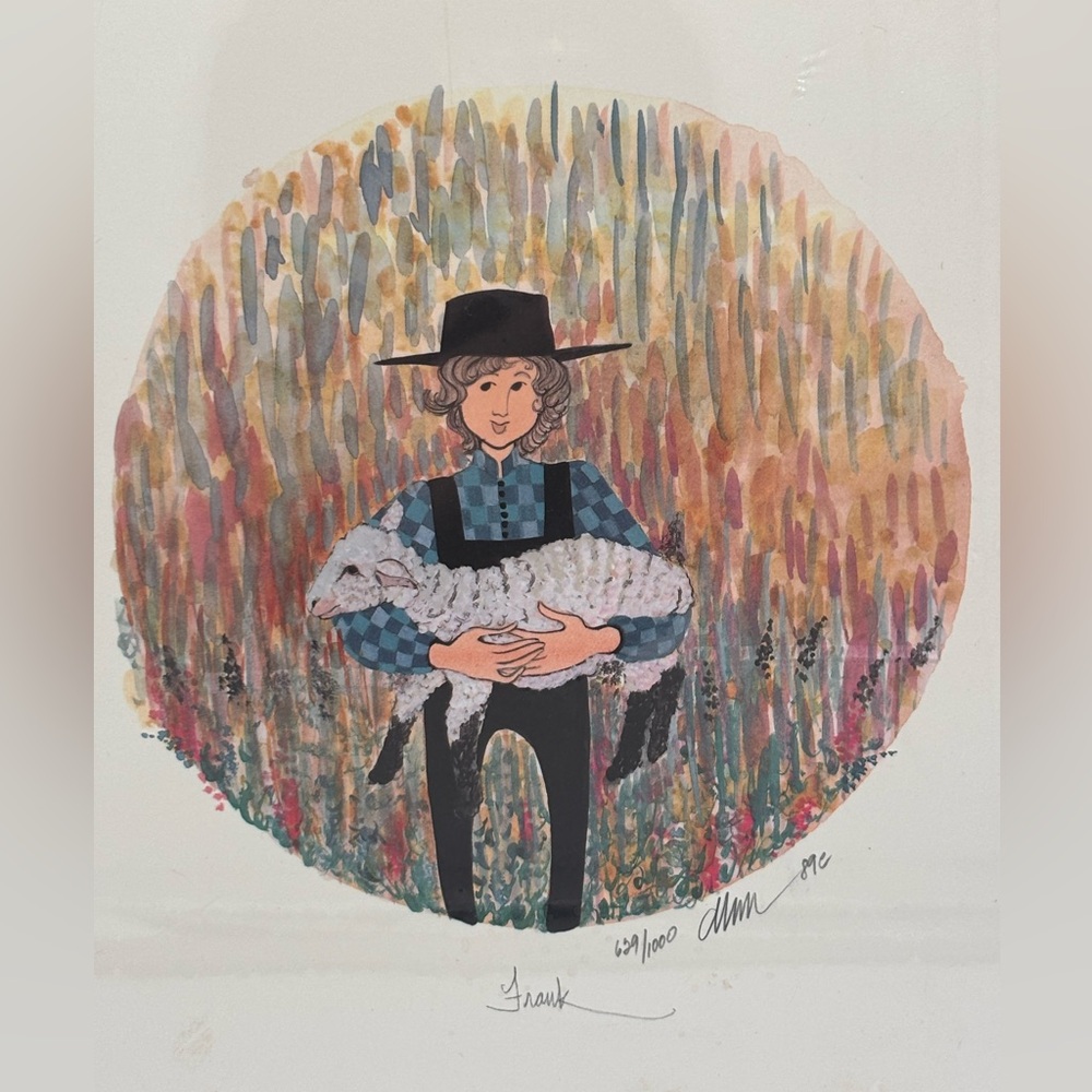 P. Buckley Moss Signed Print “Frank” 629/1000 plastic 1989 OOP Vintage Folk Art